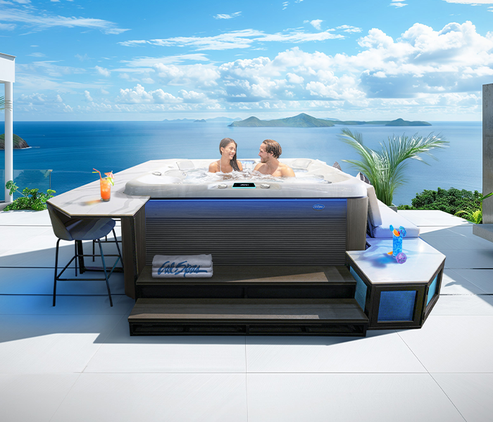 Calspas hot tub being used in a family setting - Valencia